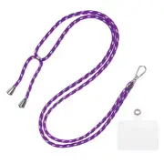 Phone Lanyard Adjustable Neck Lanyard with Transparent Patch Purple White