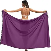 [RPLIFE] Luxury Purple Sarong, Fringe Skirt Swim Cover up for Summer Beach/pool, Large, Luxury Purple, Large