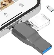 Chasisna 64GB Phone Memory Stick, 3 in 1 Memory Stick for Phone, Pad, PC, USB Stick with iOS, Type-C and USB Port