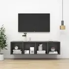 Hanging TV Cabinet Unit High Gloss Grey Wall Mounted Entertainment Center Rack
