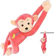 Monkey Stuffed Animal with Long Hands, 21.7 Inch Adorable Hanging Monkey with Button, Comfortable Plush Toy for Curtain, Car, Home Decor