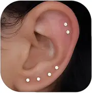 [FASHGOOD] 6Pairs Silver Stud Earrings for Women Men,Flat Back Earrings Stainless Steel Cubic Zirconia Screw Back Earrings 20G Helix Cartilage Earrings Piercing Hypoallergenic Earrings 3-8mm CZ
