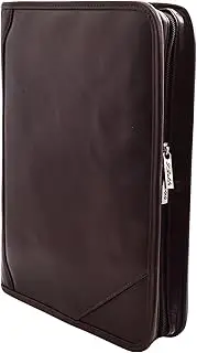 Real Leather Portfolio Case A4 Ring Binder Folio Travel Office Work Muker Brown