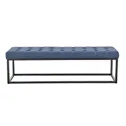 Cameron Button-Tufted Upholstered Bench with Metal Legs - Blue
