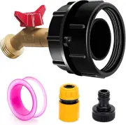 275-330 Gallon IBC Tote Tank Adapter 2" Fine Thread Leakproof Brass Hose Faucet