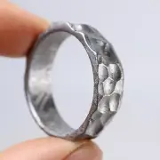 Meteorite ring (US Size 14 ) Natural Meteorite Carving Ring Unmatched Ring AB228