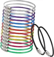 ULTECHNOVO Tag Cable Keyring 16 Pieces Large Steel Wire Key Chain for Luggage