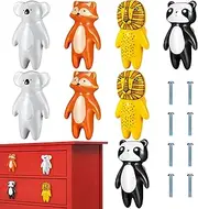 Kathfly 8 Pieces Cute Animal Knobs Kids Handles Ceramic Knobs Child Drawer Pulls Lovely Animal Cupboard Cabinet Nursery Drawer Handles with Screws for Room Bedroom Bathroom Kitchen Door Dressers