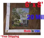6 ft x 8 ft Clear 20 mil Vinyl Tarp Waterproof Curtain Porch Patio Enclosure