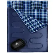 Double Sleeping Bag Flannel for Adults Kids, Queen Size for 2 Person with 2 P...