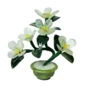 Natural Crystal Jade White Orchid Bonsai Flower Feng Shui Tree Gemstone Plant