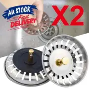 2X High Quality Stainless Steel Kitchen Waste Sink Drain Strainer Plug Stopper