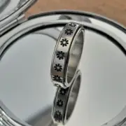 Solid 925 Sterling Silver Flower Power Spinner Ring Meditation Fidget For Women
