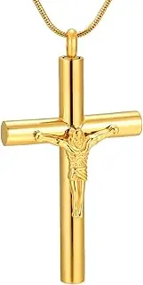 DOTUIARG Cross Stainless Steel Memorial Urn Ashes Cremation Jewelry Pendant Neckalce for Women and Men