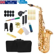 Student Alto Eb E-flat SAX Saxophone Gold Lacquer SAX Beginners Kit with Case