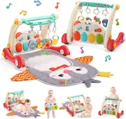 Baby Gym Play Mat & Learning Walker with Piano, Lights, Tummy Time Mat for Infan