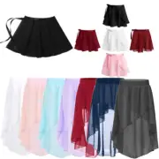 Kid Girl Basic Chiffon Mini Dress Pull On Wrap Skirt with Tie Waist Dancewear