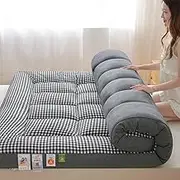 Japanese Folding Futon Mattress, Thick, Comfortable, Soft Floor, Portable, Guest Bed, Camping, Breathable Floor Mattress, Pink, 90 x 200 cm(B,120x200cm)
