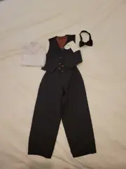 YuanLu Boys 4 Piece Suit Black, white shirt, black bow tie 3T NEW