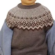 [EviKoo] Long Sleeve Knit Pullover Sweater Kids,Retro Boys Round-Neck Pullover Sweaters Kids - Stripe and Geometry Pattern Knit Pullover Sweaters for Girls and Boys in Fall Winter