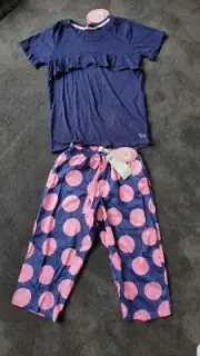 Peter Alexander Womens Pyjama Set Navy And Pink Spot BNWT Size XS