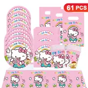 Hello Kitty Theme Tableware 10 Guest Pack Plates Cups Napkins Tablecloth