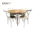 METRO 5 PIECE DINING SET 1 ROUND TABLE & 4 CHAIRS LIGHT OAK 120CM DIA.