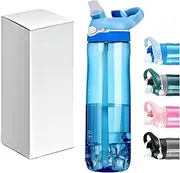 LBRG Water bottles with Locking Lid,Travel water bottle,Water bottle with straw,and Sports water bottle with Clip handle- Tritan water bottle(Blue)