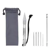 Paracord Stitching Set with Marlinspike, 3 Lacing Needles Silver Tone