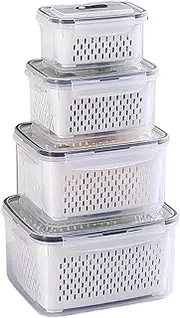 Glass Food Storage Containers - Fruit Containers Fridge Organizer Set Berry Containers I Refrigerator Organizer Bins, Stackable Fruit Storage Containers, Fruit Storage Containers For Fridge.