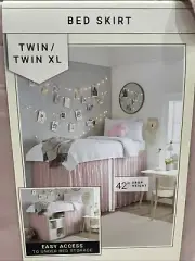 Rachel Zoe Bed Skirt Lofted Dorm Bed Twin XL Pink 42” Drop Height NEW