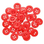 60pcs 16L Sewing Buttons 3/8" Resin Round Flat 4-Hole Craft Buttons, Red
