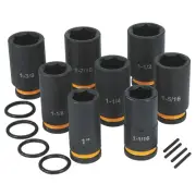 Klutch 3/4in. Drive Deep Impact Socket Set, SAE, Chrome Molybdenum, 8 Pcs.