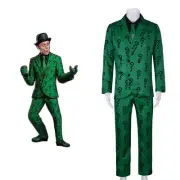 1966 Riddler Bat Joker Outfit Cosplay Costume Edward Nygma Green Uniform Suit