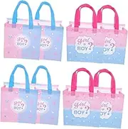 Mobestech Letter Print Shopping Bag Set 8 Pieces Fabric Baby Shower Party Bags Boys or Girls Gender Reveal Party Supplies