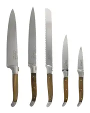 French Home 5pc Laguiole Olivewood Kitchen Knife Set