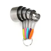 Supperstore 5PCS Kitchen Baking Tools Measuring Cup Set Stainless Steel Silicone Handle Cake Measuring Cup
