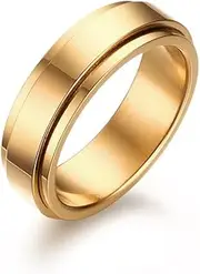 [SQKXKLCZ] 8mm Titanium Steel Black/Silver Fidget Ring Stainless Steel Spinner Rings Stress Relieving Anxiety Ring Engagement Wedding Promise Band for Women Men Size 6-13