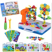 Catzon 224 Pieces Creative Mosaic Drill Set for Kids Toy Puzzle Kit Engineering Education Building Block Toys