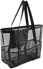 [Generic] Mesh Beach Bags For Women - Foldable Mesh Swimming Pool Travel Bags | Heavy Duty, Mesh Bag Toys Organizer, Sandproof Foldable Swimming Pool Travel Bags, Grocery Storage Net Bag, Swim Bag For Family Po