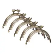 3Pcs Metal Purse Frame,3.3" Retro Arch Lotus Kiss Lock Clasp Frame,White