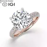 Round Solitaire Labgrown Diamond Engagement Ring 18k Rose Gold 4.00 Ct F VVS2