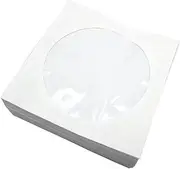 QUMIIRITY 100Pcs CD Storage Holder White DVD Paper Case with Transparent Window Portable Organizer Bag for Home Cinema and Dustproof for and DVDs