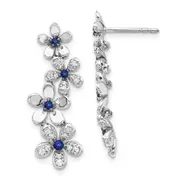 14k White Gold Real Diamond u0026 Sapphire Earrings