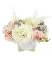 Creative Displays Hydrangea, Pampas & Sedum Arranged in Ceramic Pot