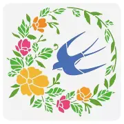 Reusable Plastic Stencil for Spring Decor, Bird & Flower Painting Templates