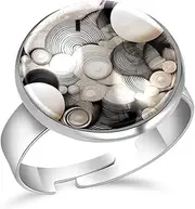 [FVQL] Adjustable Ring for Girls, art abstract stones, 1.7cm/0.67inch, Glass, glass