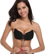 [Muryobao] Sticky Strapless Self Adhesive Backless Bras Silicone Push up Bra for Women (2 Pack FBA)
