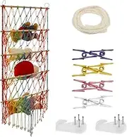 4 Tiers Stuffed Animal Storage Hammock Large Capacity Plush Toy Storage Net for Stuffed Animals Space Saving Corner Stuffed Toy Organizer for Bedroom Nursery(colour)