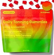 Tanning,Natural Tanning Gummies with Astaxanthin 24mg, Lycopene 50mg, Beta Carotene 7500 mcg Supplement Supports Skin Health & Glow, Watermelon Flavor - 60